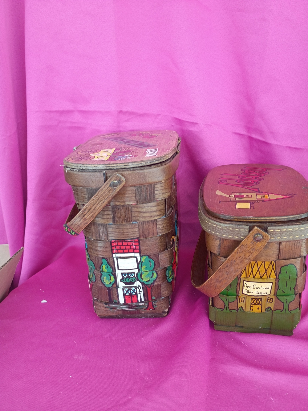 Caro Nan Hand Painted Vintage Baskets - Set of 2 - Picture 7 of 16